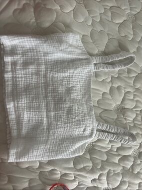 South Moon Under White Ruched Strap Crop Top